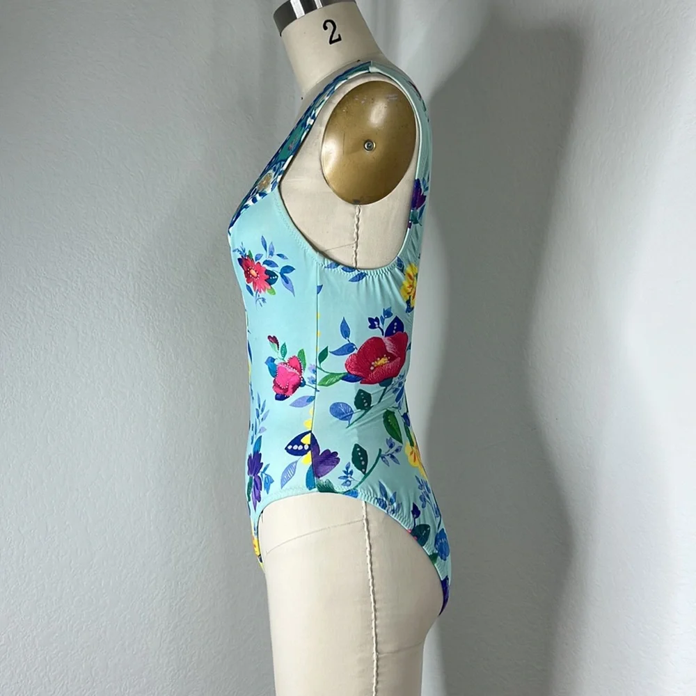 Gideon Oberson V Plunge Floral Swimsuit